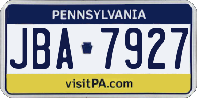 PA license plate JBA7927