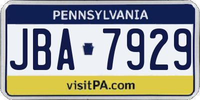 PA license plate JBA7929