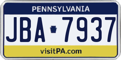 PA license plate JBA7937