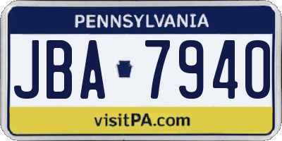 PA license plate JBA7940