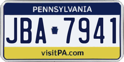 PA license plate JBA7941