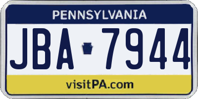 PA license plate JBA7944