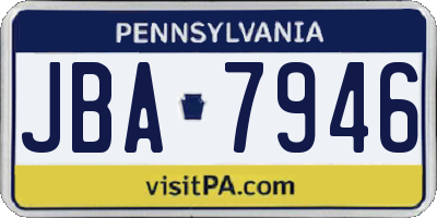 PA license plate JBA7946