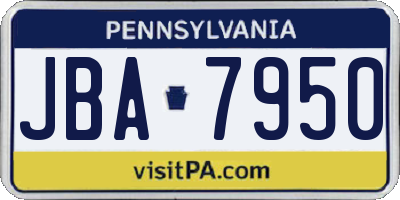 PA license plate JBA7950