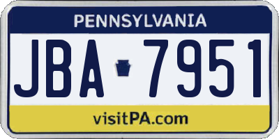 PA license plate JBA7951