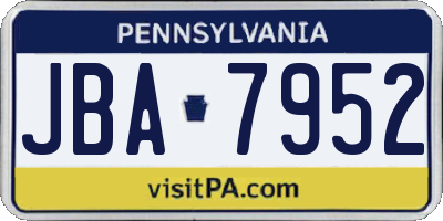 PA license plate JBA7952