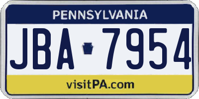 PA license plate JBA7954