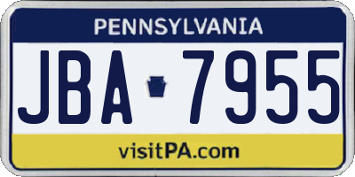 PA license plate JBA7955