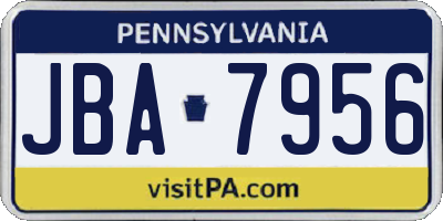 PA license plate JBA7956