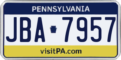 PA license plate JBA7957