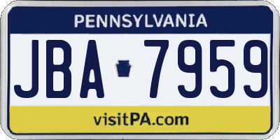 PA license plate JBA7959