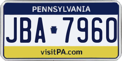 PA license plate JBA7960