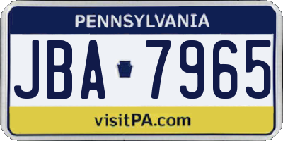 PA license plate JBA7965