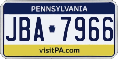 PA license plate JBA7966