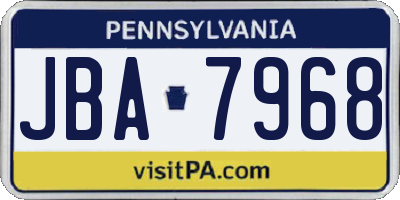 PA license plate JBA7968