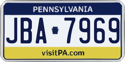 PA license plate JBA7969