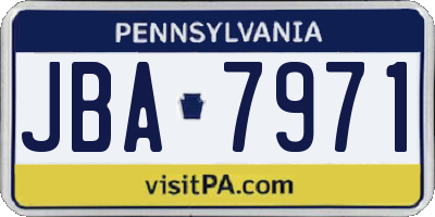 PA license plate JBA7971