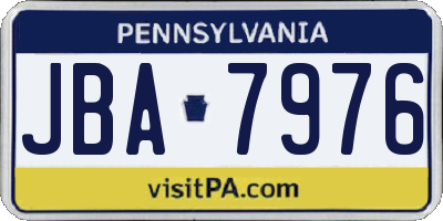 PA license plate JBA7976