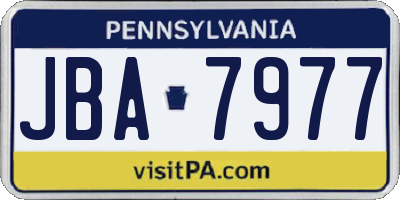 PA license plate JBA7977