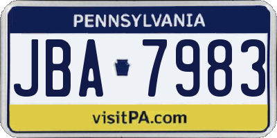 PA license plate JBA7983