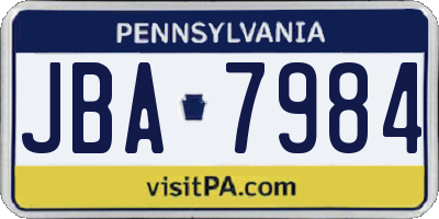 PA license plate JBA7984