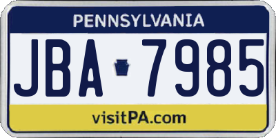 PA license plate JBA7985