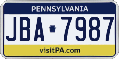 PA license plate JBA7987