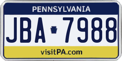 PA license plate JBA7988