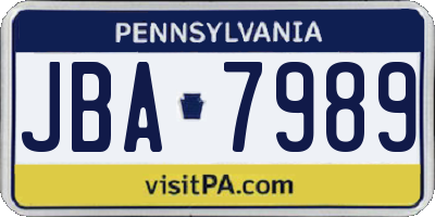 PA license plate JBA7989