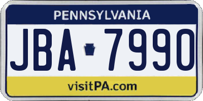 PA license plate JBA7990