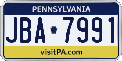 PA license plate JBA7991