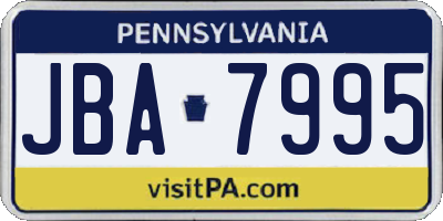 PA license plate JBA7995