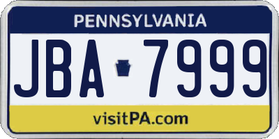 PA license plate JBA7999