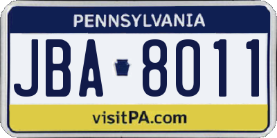 PA license plate JBA8011