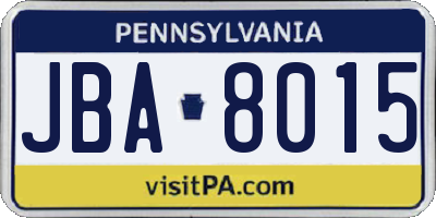 PA license plate JBA8015