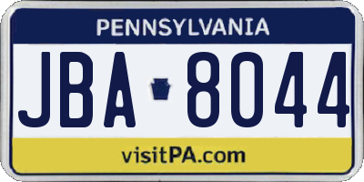 PA license plate JBA8044