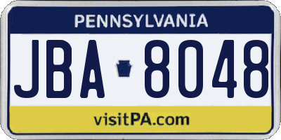 PA license plate JBA8048