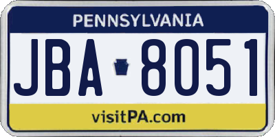 PA license plate JBA8051