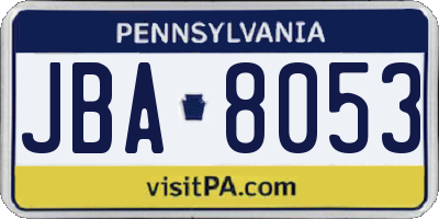 PA license plate JBA8053