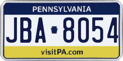 PA license plate JBA8054