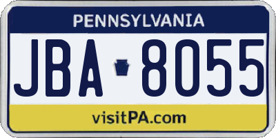 PA license plate JBA8055