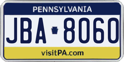 PA license plate JBA8060