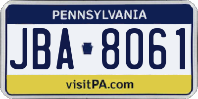 PA license plate JBA8061