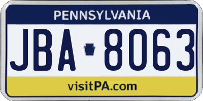 PA license plate JBA8063