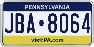 PA license plate JBA8064