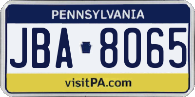 PA license plate JBA8065