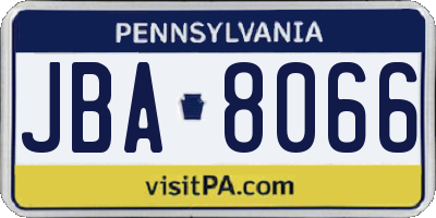 PA license plate JBA8066