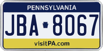 PA license plate JBA8067