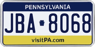 PA license plate JBA8068