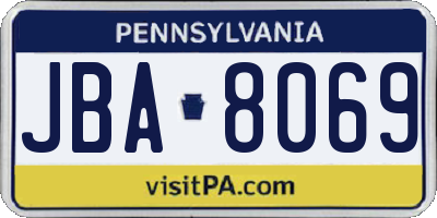 PA license plate JBA8069